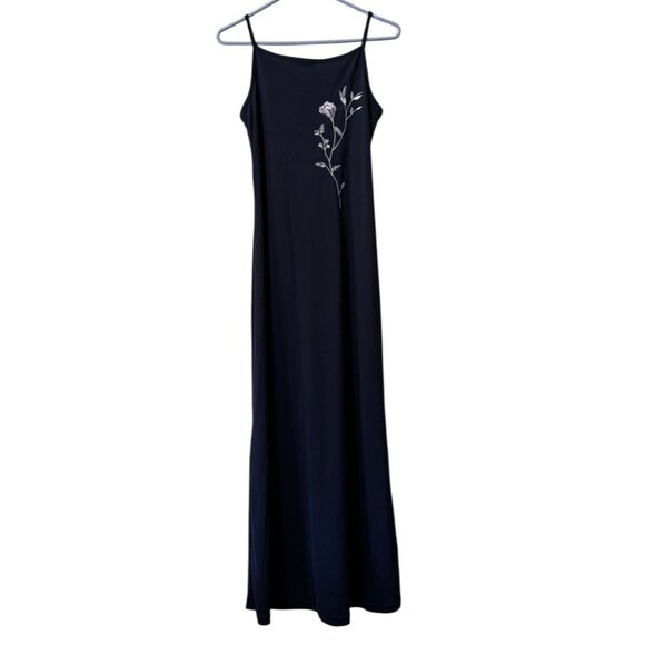 Vtg Byer Too! California Blue Embroidered Floral Dress Size Small Made‎ In USA - Picture 1 of 7